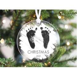 Baby's First Christmas Ornament, Baby Footprint Ornament, Personalized Christmas Gift for Mom, Custom Christmas Tree Bauble With Baby Feet circleandsquaredecor