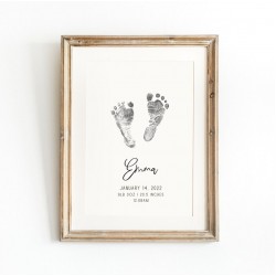 Personalised birth print, newborn footprint, baby footprint art, birth stats print, printable birth stats print, footprint nursery wall art AtVivHomePrints